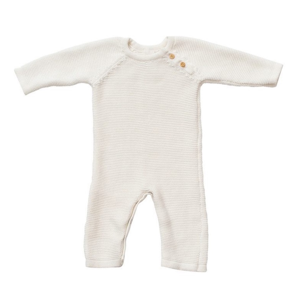 ZESTT organics cotton classic knit baby romper cream 0-6months